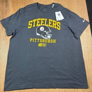 Nike NFL Pittsburgh Steelers Mens XXL Gray Short Sleeve Team Apparel Tee